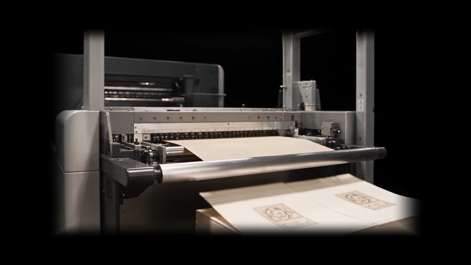 Sheets flowing from a modern printing press