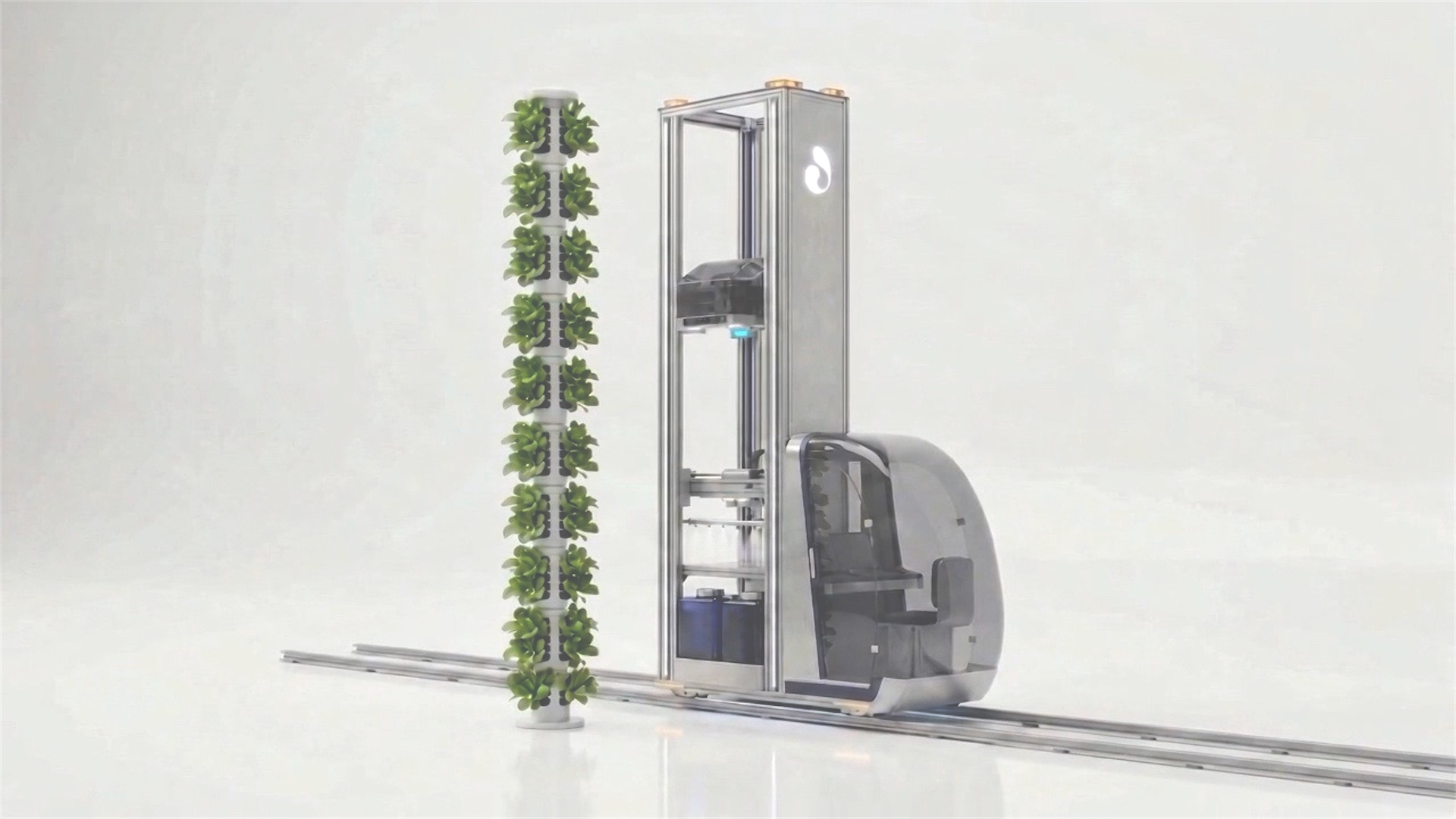 The H-05 beside the grow tower after scanning and misting the crop