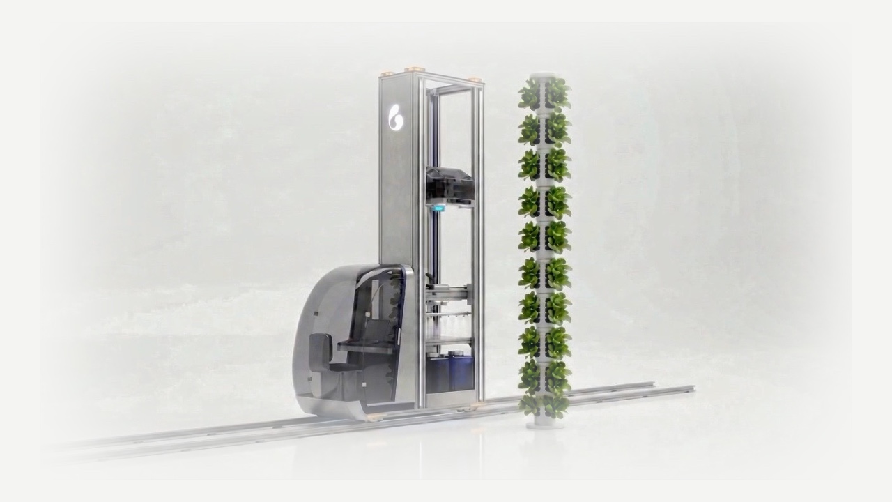 The H-05 beside a grow tower after scanning the crop